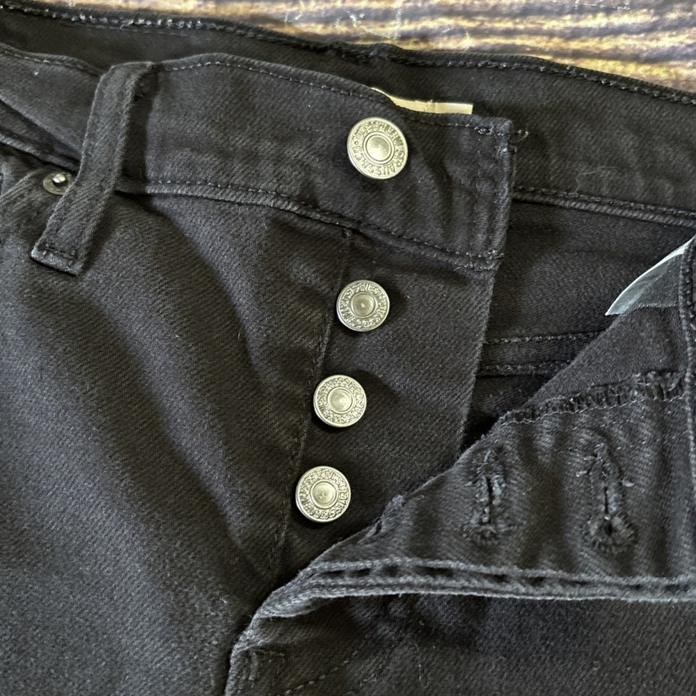 Levis Jeans Womens 25 Black Denim Wedgie Skinny High Rise Button Fly Distressed - Picture 5 of 13